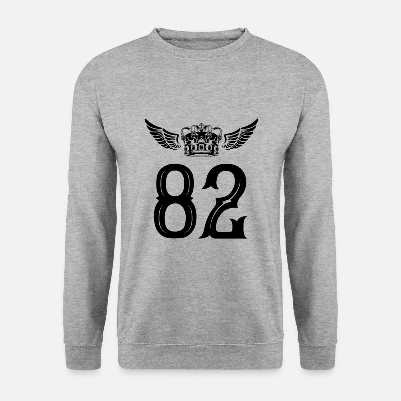 82 Zahl Krone - Unisex Pullover - Weißgrau meliert