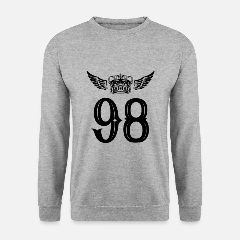 98 Zahl Krone - Unisex Pullover - Weißgrau meliert