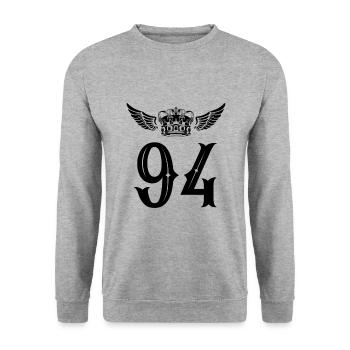 94 Couronne numérique - Sweat-shirt Unisexe - gris chiné - Devant - Alina (178cm) & Michal (187cm)