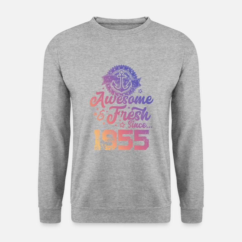 1955 awesome fresh - Unisex Pullover - Weißgrau meliert
