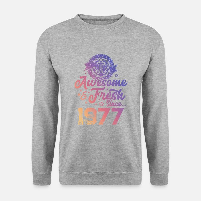1977 awesome fresh - Unisex Pullover - Weißgrau meliert