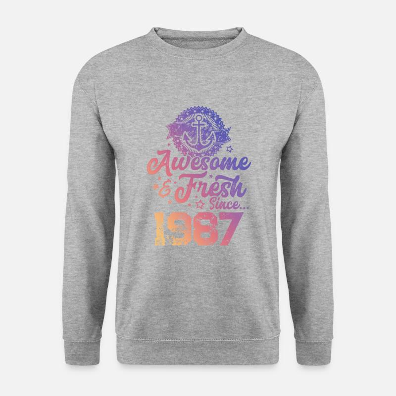 1987 awesome fresh - Unisex Pullover - Weißgrau meliert