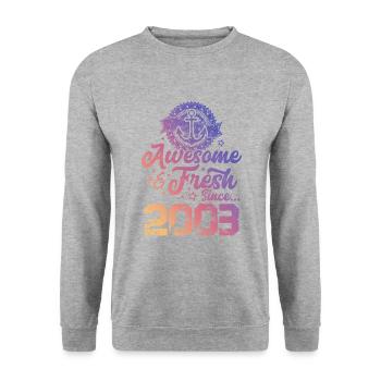 2003 awesome fresh - Unisex Pullover - Weißgrau meliert - Vorne - Alina (178cm) & Michal (187cm)