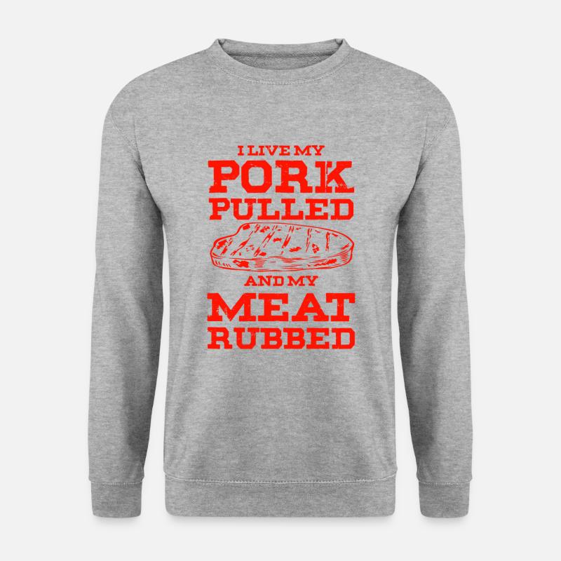schweinefleisch grill spruch - Unisex Pullover - Weißgrau meliert