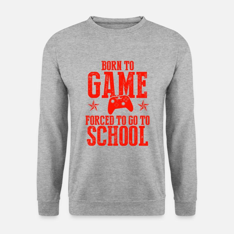 schule gamer - Unisex Pullover - Weißgrau meliert