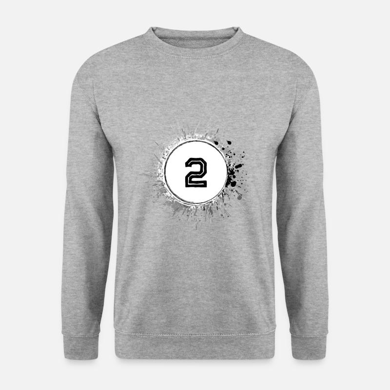 2 Zahl Klecks - Unisex Pullover - Weißgrau meliert