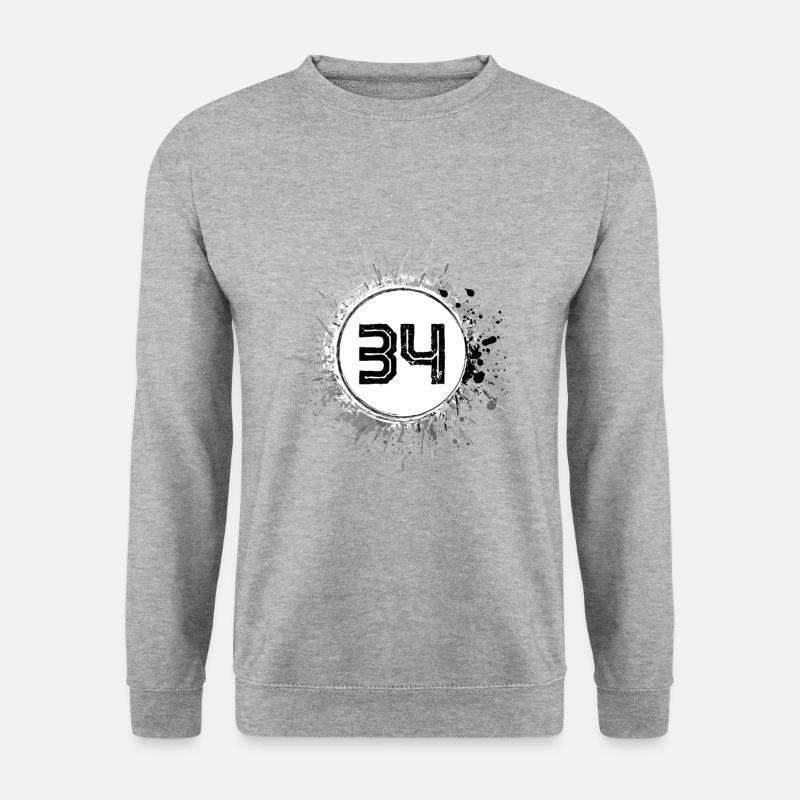 34 Zahl Klecks - Unisex Pullover - Weißgrau meliert