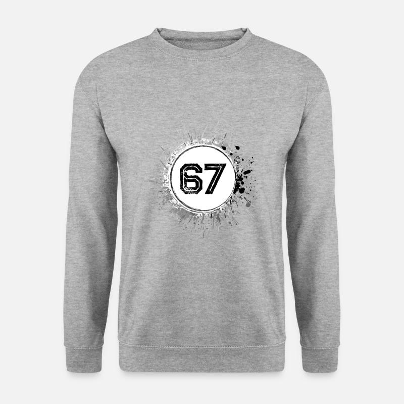 67 Zahl Klecks - Unisex Pullover - Weißgrau meliert