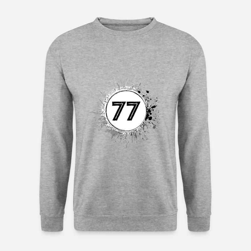 77 Zahl Klecks - Unisex Pullover - Weißgrau meliert