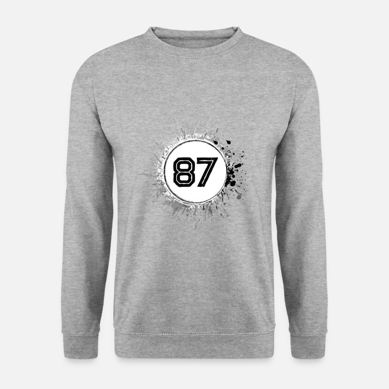 87 Zahl Klecks - Unisex Pullover - Weißgrau meliert