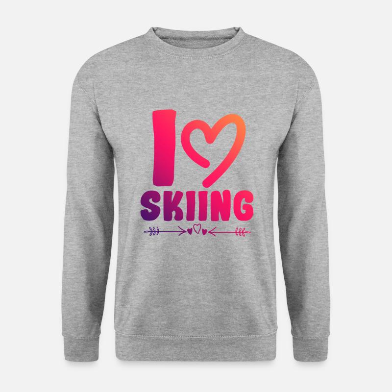 Ich liebe Skiing - Unisex Pullover - Weißgrau meliert