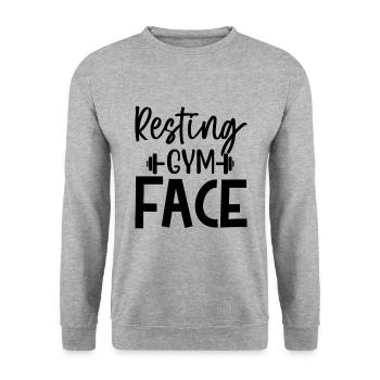 Resting Gym Face - Fitness Spruch - Unisex Pullover - Weißgrau meliert - Vorne - Alina (178cm) & Michal (187cm)