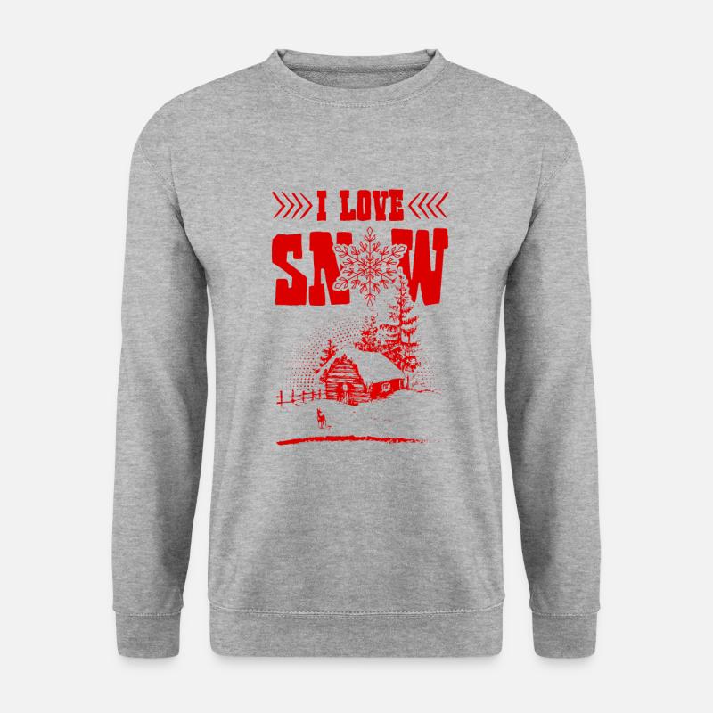 I Love Snow - Unisex Pullover - Weißgrau meliert