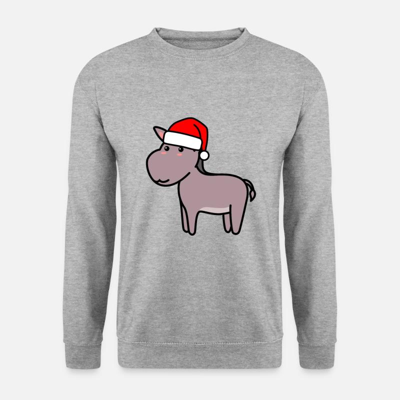 Esel Comic Weihnachten Xmas - Unisex Pullover - Weißgrau meliert