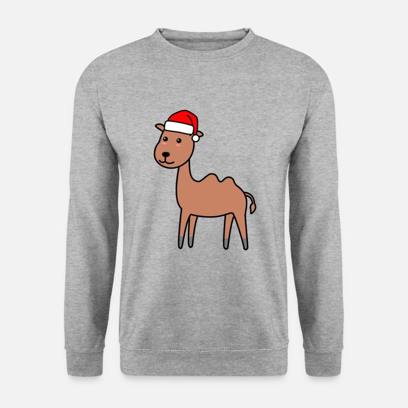 Kamel Comic Weihnachten Xmas - Unisex Pullover - Weißgrau meliert