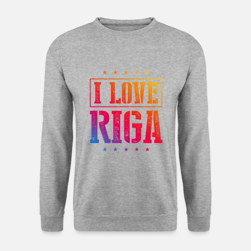 I Love Riga - Unisex Pullover - Weißgrau meliert