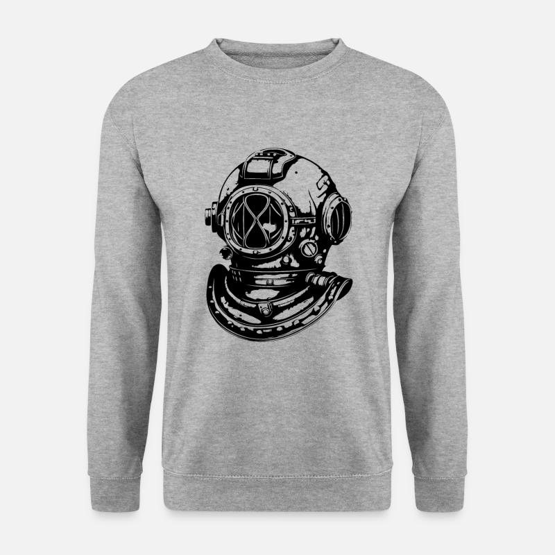 Taucherhelm Apnoe Vintage Tauchen - Unisex Pullover - Weißgrau meliert