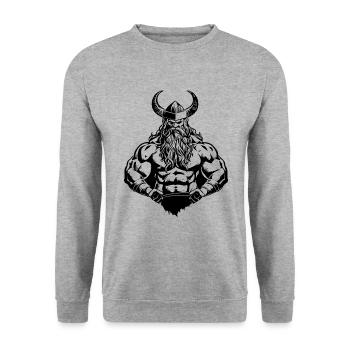 Viking Muscles Workout Fitness - Sweat-shirt Unisexe - gris chiné - Devant - Alina (178cm) & Michal (187cm)