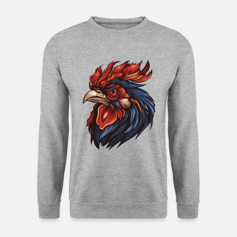 Hahn Portrait - Unisex Pullover - Weißgrau meliert