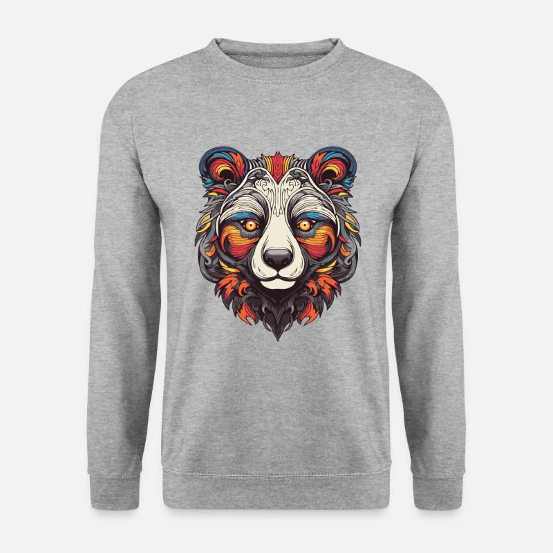 Panda Portrait - Unisex Pullover - Weißgrau meliert