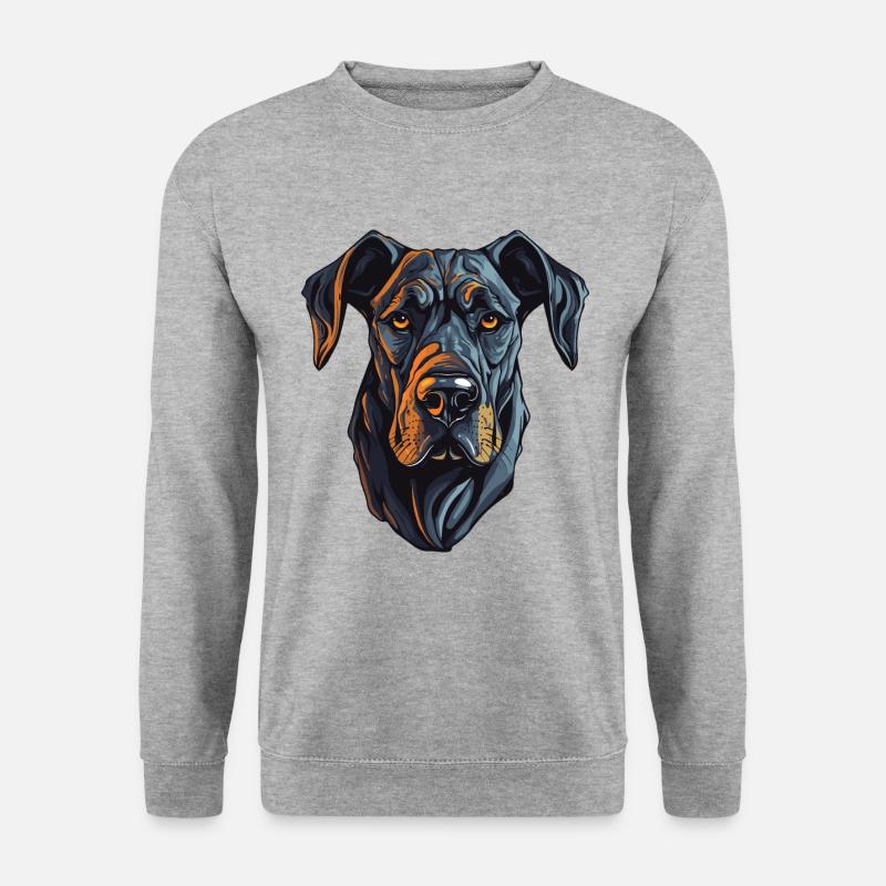 Great Dane Hund Portrait - Unisex Pullover - Weißgrau meliert