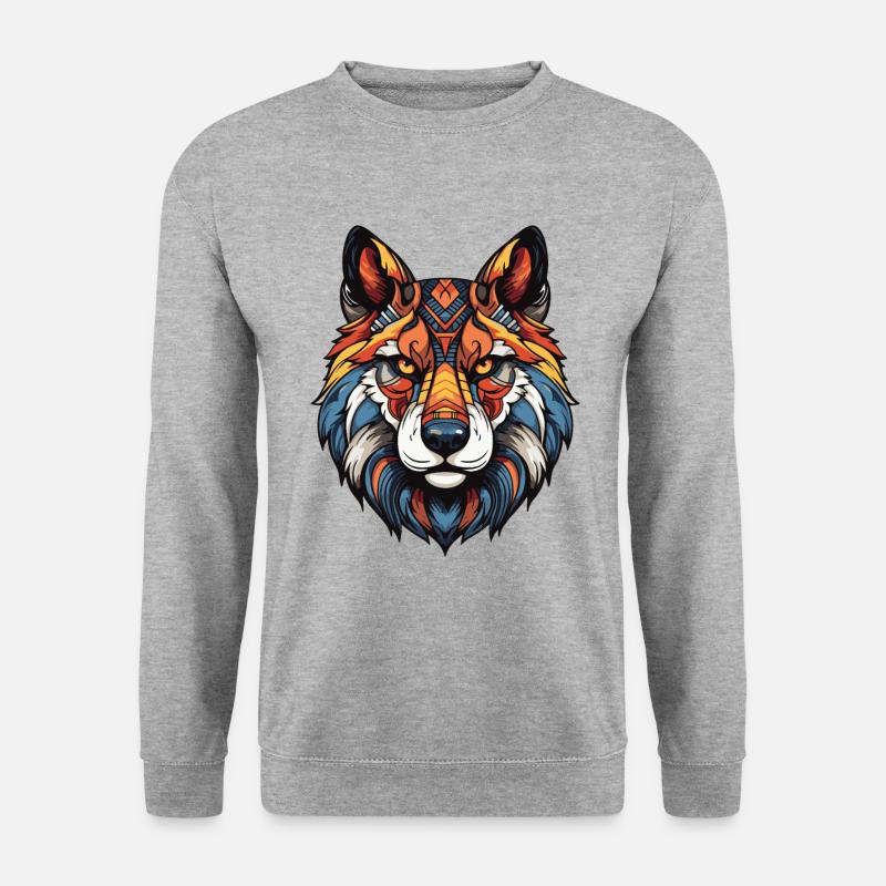 Akita Hund Portrait - Unisex Pullover - Weißgrau meliert