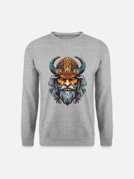 Wikinger Krieger Valhalla Odin - Unisex Pullover - Weißgrau meliert