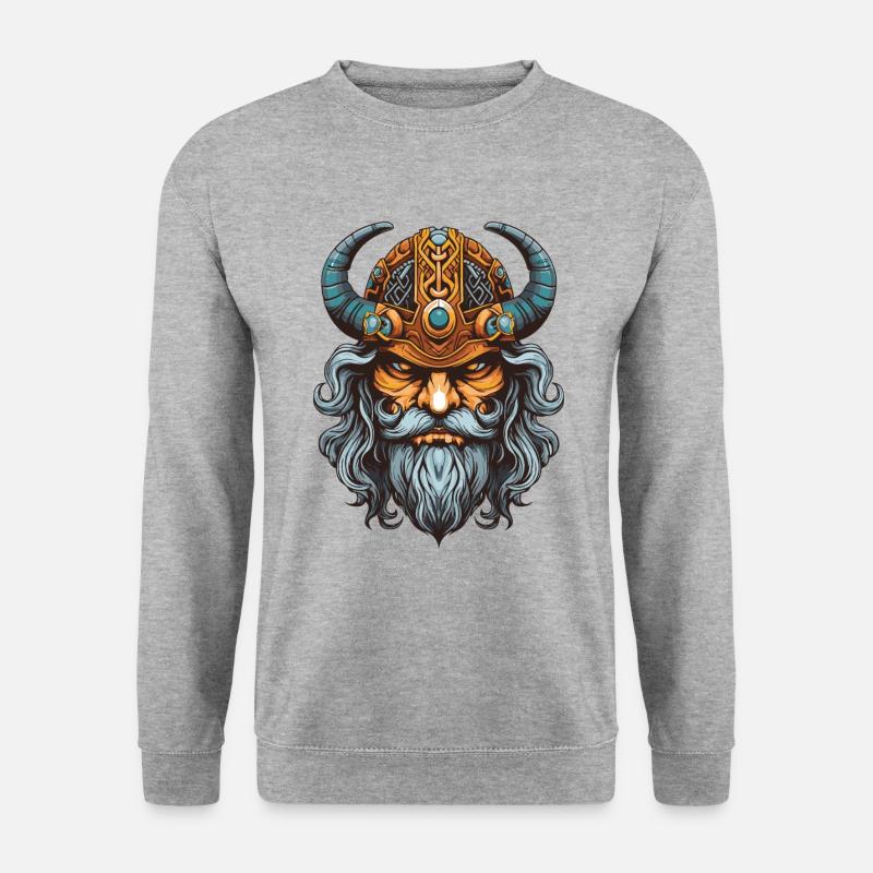 Wikinger Krieger Valhalla Odin - Unisex Pullover - Weißgrau meliert