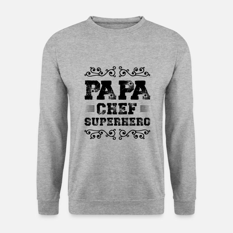 Papa Chef Superheld Dad - Unisex Pullover - Weißgrau meliert