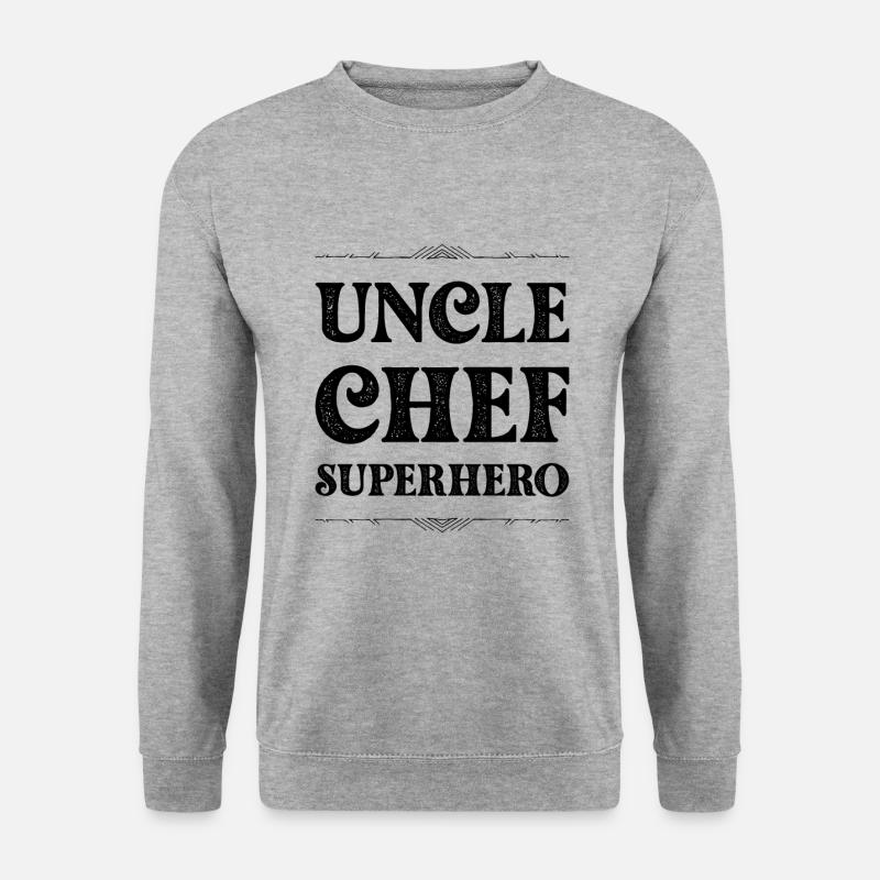 Onkel Chef Superheld - Unisex Pullover - Weißgrau meliert