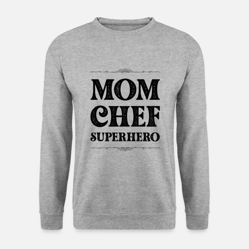 Mom Chef Superheld Mama - Unisex Pullover - Weißgrau meliert