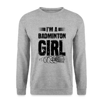 Badminton Fille - Sweat-shirt Unisexe - gris chiné - Devant - Alina (178cm) & Michal (187cm)