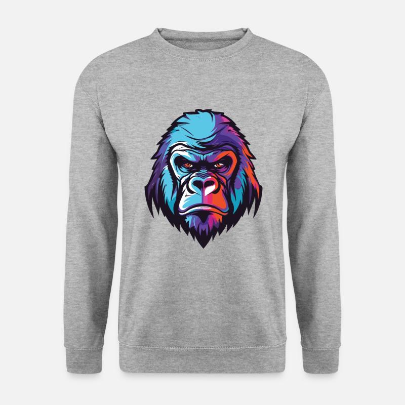 Gorilla Kopf - Unisex Pullover - Weißgrau meliert
