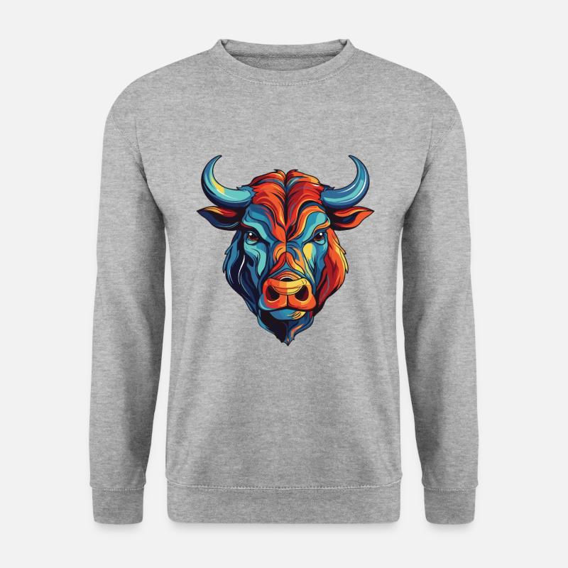 Bulle Kopf Taurus - Unisex Pullover - Weißgrau meliert