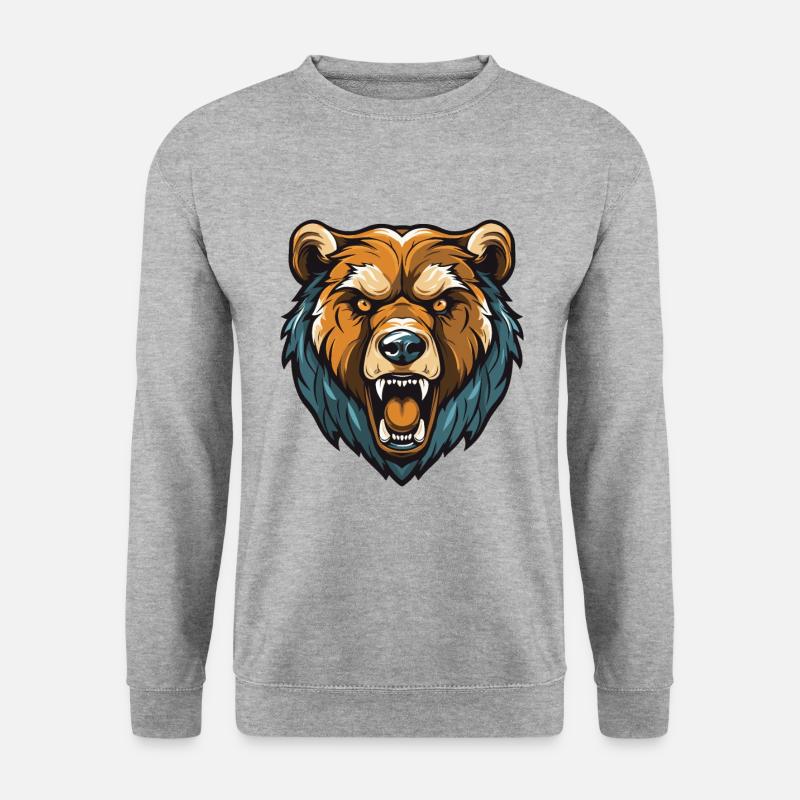 Bär Kopf - Unisex Pullover - Weißgrau meliert