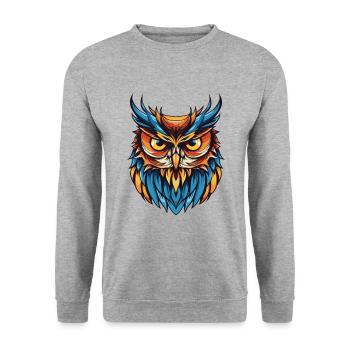 Owl Portrait - Unisex Sweatshirt - salt & pepper - Front - Alina (178cm) & Michal (187cm)