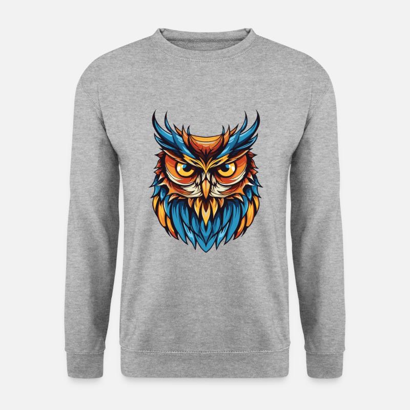 Eule Portrait - Unisex Pullover - Weißgrau meliert