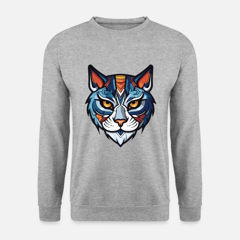 Katze Kopf - Unisex Pullover - Weißgrau meliert