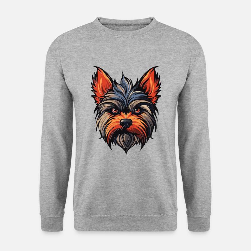 Yorkshire Terrier Hund Kopf - Unisex Pullover - Weißgrau meliert