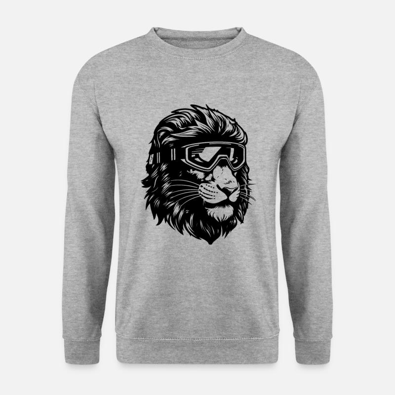Löwe Ski Brille - Unisex Pullover - Weißgrau meliert