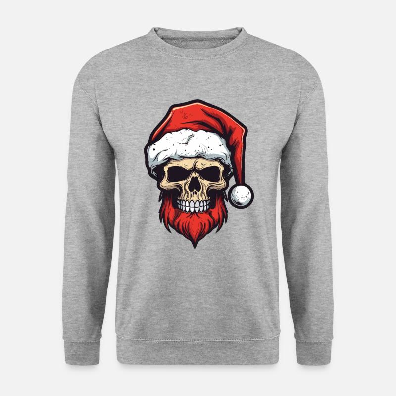 Weihnachtsmann Totenkopf - Unisex Pullover - Weißgrau meliert