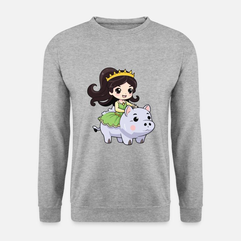 Prinzessin Schwein Comic - Unisex Pullover - Weißgrau meliert