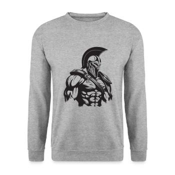 Spartan Gym Gladiateur Muscles Musculation - Sweat-shirt Unisexe - gris chiné - Devant - Alina (178cm) & Michal (187cm)