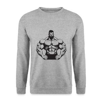 Homme Muscles Gym Musculation - Sweat-shirt Unisexe - gris chiné - Devant - Alina (178cm) & Michal (187cm)