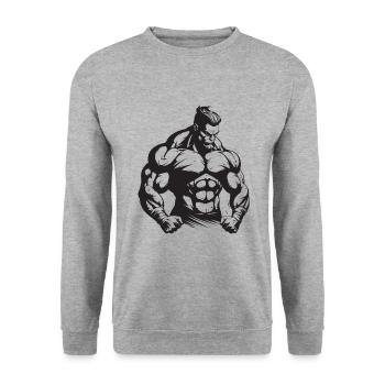 Bodybuilder Muscles Workout Gym - Sweat-shirt Unisexe - gris chiné - Devant - Alina (178cm) & Michal (187cm)