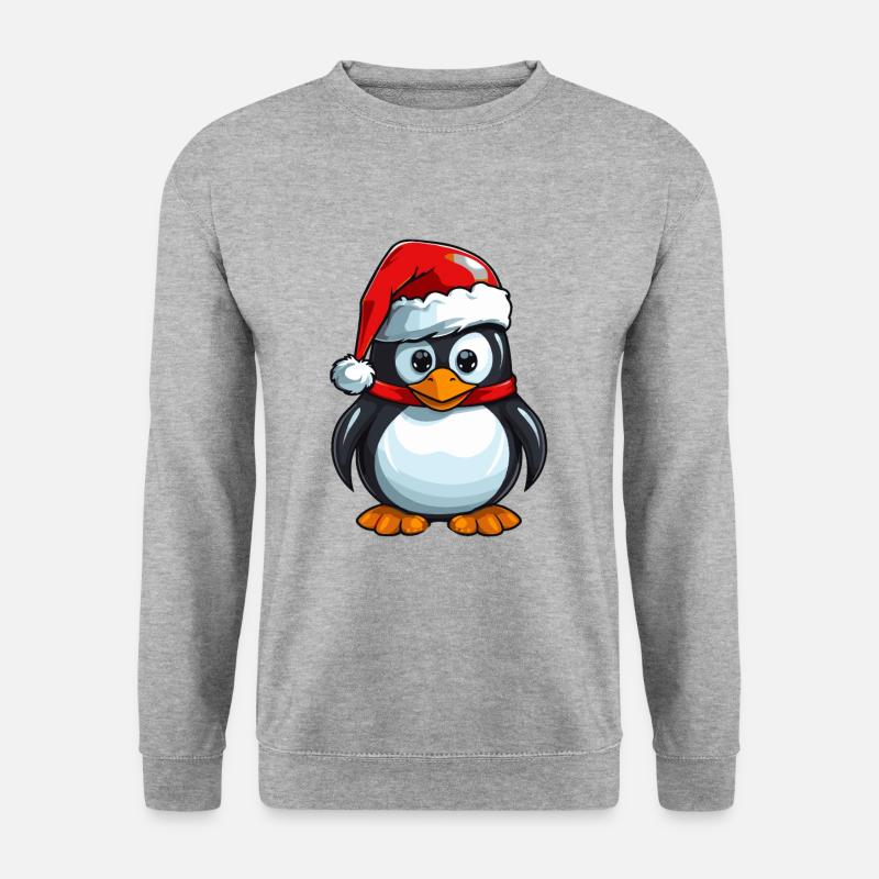 Pinguin Weihnachten Tier - Unisex Pullover - Weißgrau meliert