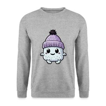 Eskimo Erkältung Winter Kreatur - Unisex Pullover - Weißgrau meliert - Vorne - Alina (178cm) & Michal (187cm)