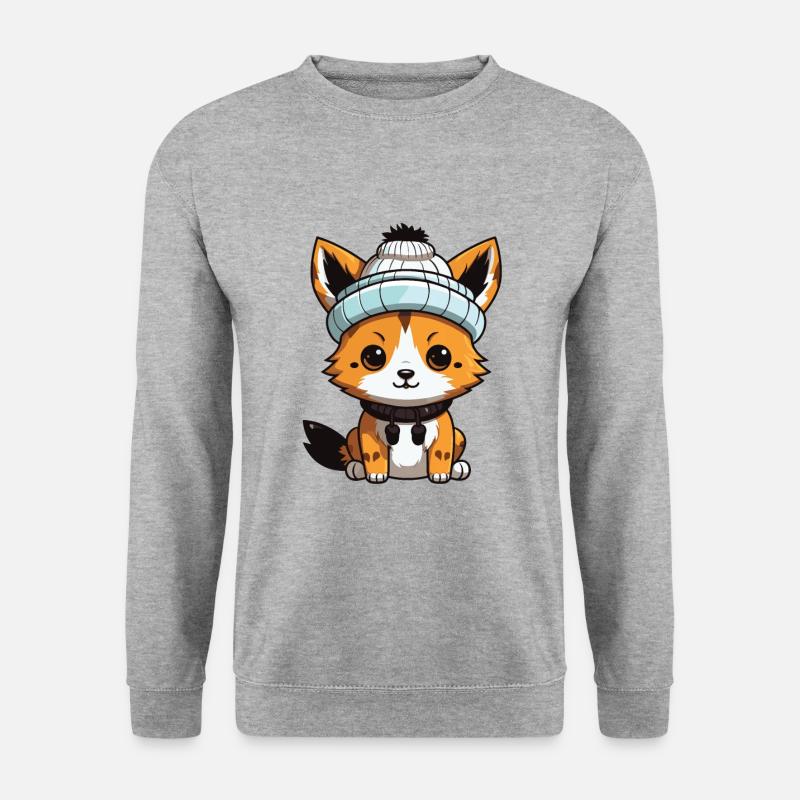 Fuchs Tier Baby Comic Winter - Unisex Pullover - Weißgrau meliert