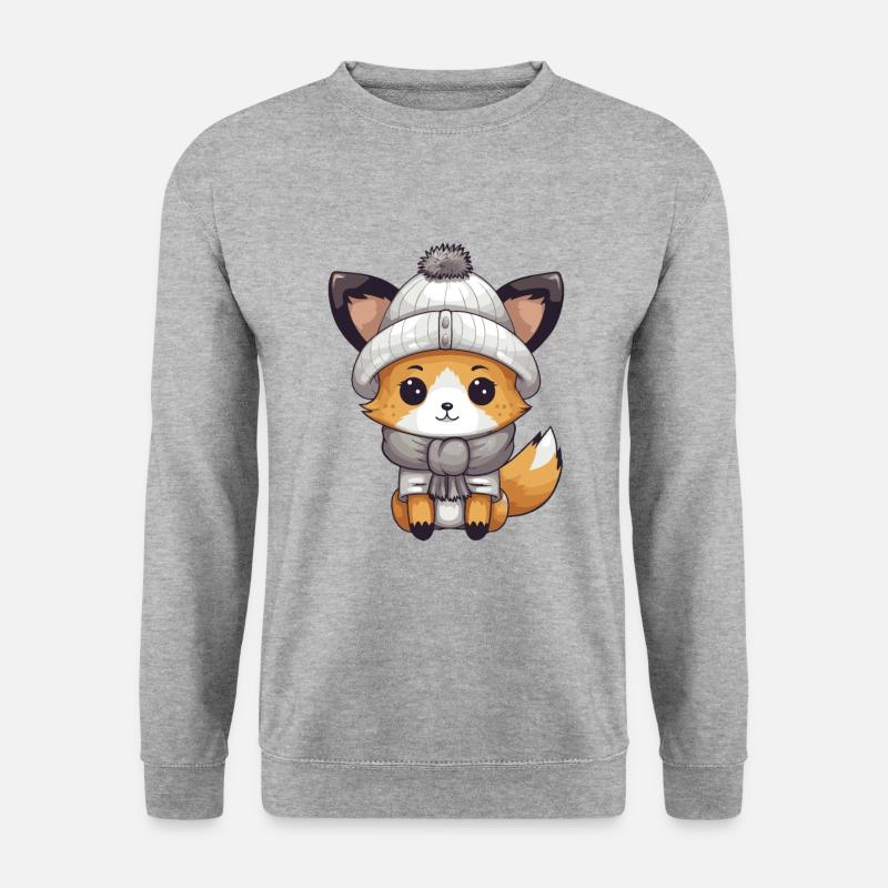 Fuchs Winter - Unisex Pullover - Weißgrau meliert