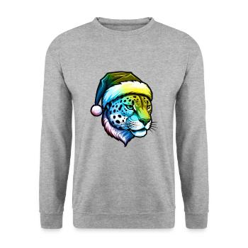 Tête de guépard Noël Portrait coloré - Sweat-shirt Unisexe - gris chiné - Devant - Alina (178cm) & Michal (187cm)
